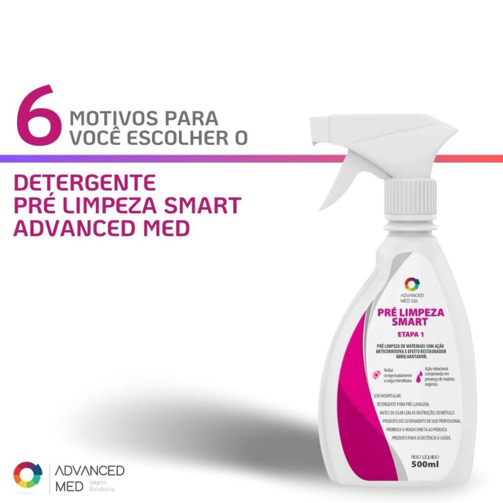 <img decoding= 6 motivos para escolher o PRÉ-LIMPEZA SMART – Detergente de alta performance para a pré-lavagem e descontaminação de instrumentais. Com ação umectante, anticorrosiva e redutora de carga microbiana, garante segurança e eficiência no reprocessamento hospitalar.