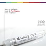 Teste de Monkeypox e chamada da ADVANCED MED sobre caso confirmado no Brasil – foco em biossegurança e saúde profissional.