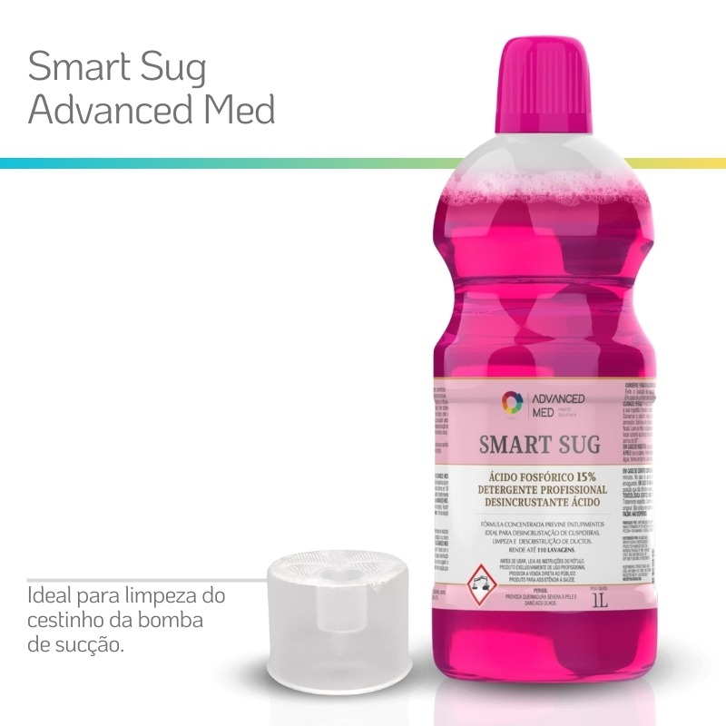 <img decoding= SMART SUG – Detergente desincrustante ácido para limpeza do cestinho da bomba de sucção, removendo resíduos e evitando entupimentos.