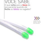 Sugador odontológico com alerta sobre refluxo contaminado e biofilme, risco de contaminação cruzada.